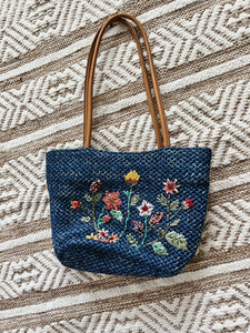 Embroidered Flower Tote Bag