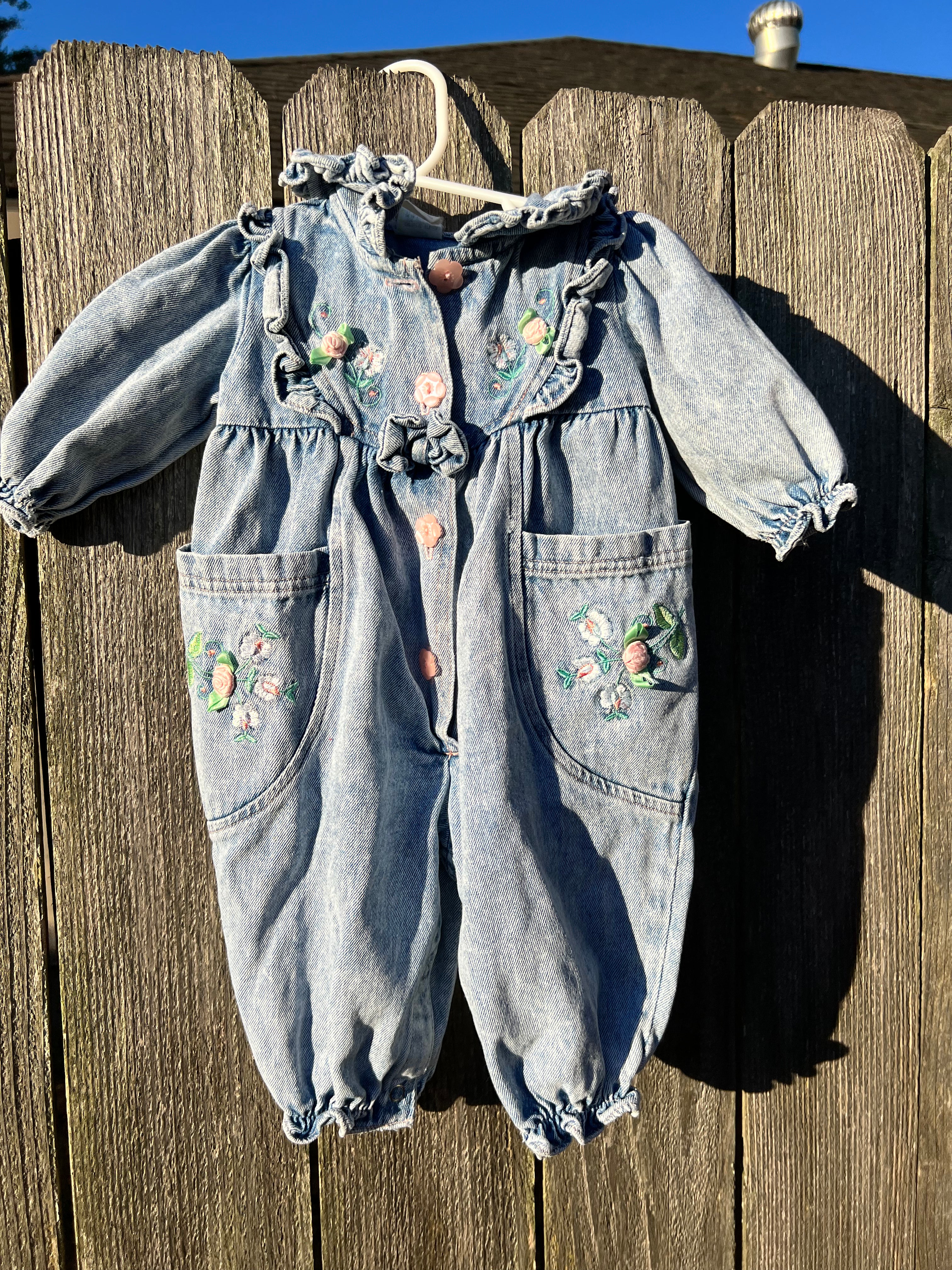 Vintage Baby Girl Embroidered Jumpsuit